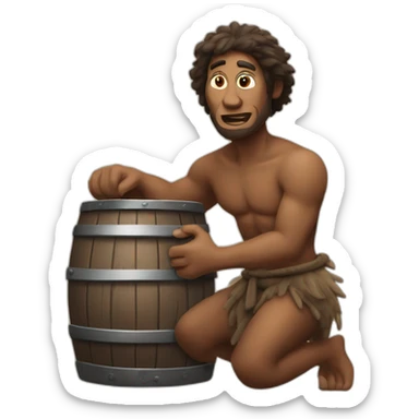 primitive man holds a barrel of oil in his hands sticker