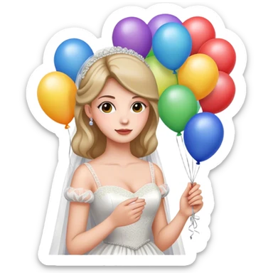 bride with balloons sticker
