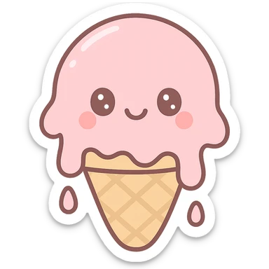 melting ice cream cone, pastel colors, kawaii style sticker