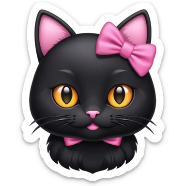 Black cat with pink bow sticker