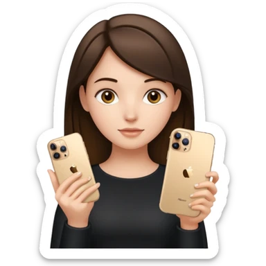 brunette girl holding iphone 16 pro max gold sticker