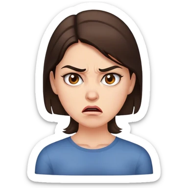 🤨+😠+👩🏼‍🦰 a bit angry more disgusted and brunette sticker