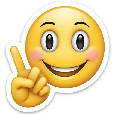 Smiley face with pointer fingers touching sticker