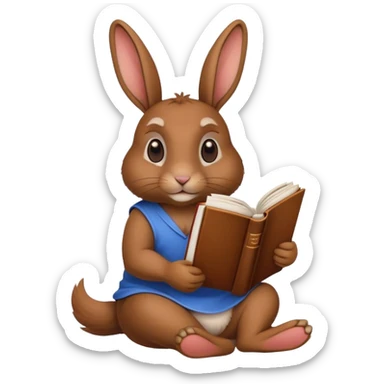 اصنع لي ارنوب يحمل كتاب ويجلس في السقيفة الي تكون فوق البيت تقريباً اسمها penthouse  sticker