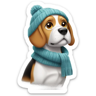 Cold Beagle in winter clothes sticker