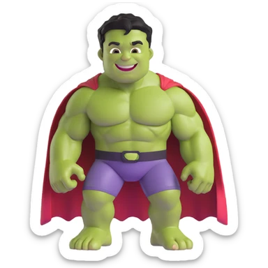 cute friendly hulk superhero smiling for children sticker