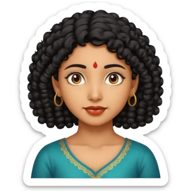 Indian fat girl south Indian curly short black hair tan darker skin sticker