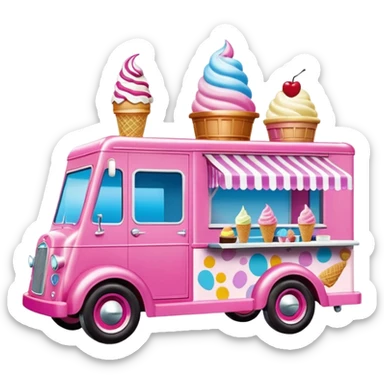 Barbie’s 4wd 1937 racing ice cream dream house food truck  sticker