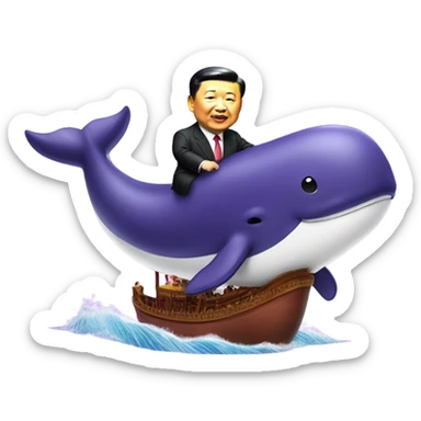 xi jinping riding purple whale sticker