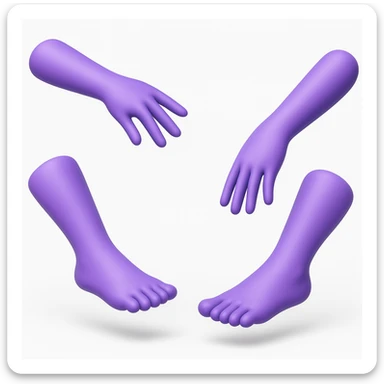 Convert to 3D emoji style, with all four purple limbs directed outward, dynamic pose sticker