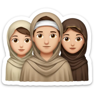 1 man with short hair and 3 veiled women sticker