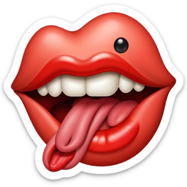 a mouth with its tongue sticking out, referencing the Rolling Stones album sticker