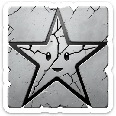 Minimalist emoji-style sticker of a cracked Walk of Fame star with a faint claw mark coming from below, grayscale and ash tones


 sticker