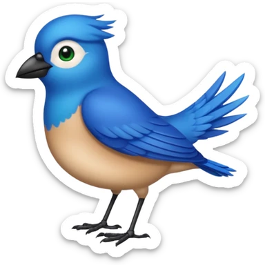 Blue bird with black head and a green ring in his right leg sticker