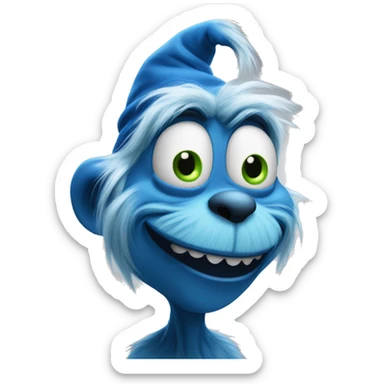 Blue grinch mewing sticker