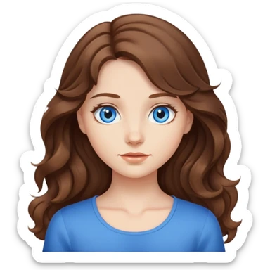 Girl with medium long wavy hair and with blue eyes sticker