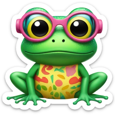 frog in a bathing suit  sticker