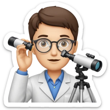 scientist observing with a telescope emoji style sticker