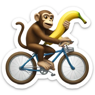 monkey riding a bicycle with banana doing a wheelie  sticker