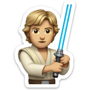 luke skywalker holding a light saber sticker
