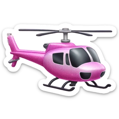 Pink ombre helicopter with glitter  sticker