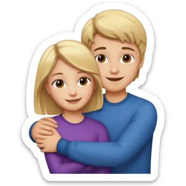 Amour à distance fille blonde et garçon châtain tous les deux clair de peau  sticker