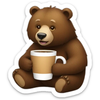 Bear drinking coffee sticker