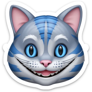 Chat de cheshire gris a rayure bleu sticker