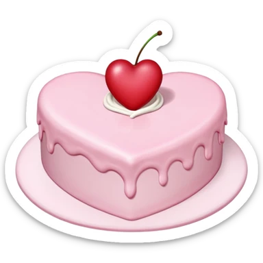 Light pink heart with detailed cake frosting and a cherry on top sticker