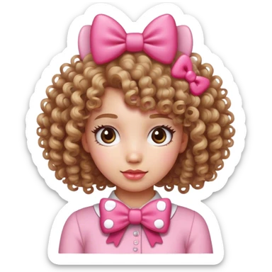 Curly Girl With HELLO kitty bow in her hair sticker