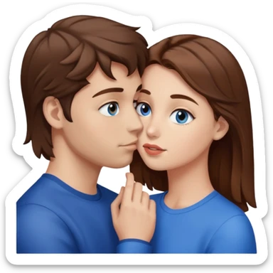 GUY WITH BROWN EYES AND HAIR KISSING GIRL WITH BROWN HAIR AND BLUE EYES sticker