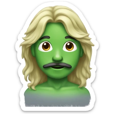 boy green skin with moustache and long hair sticker
