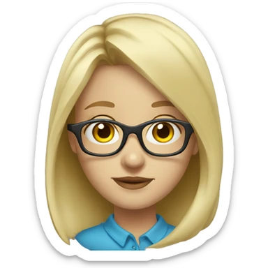 blonde girl in glasses portrait blue sticker