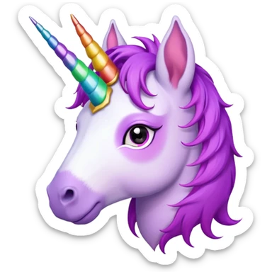unicorn face cute and purple haired and piercings on ear sticker