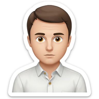Charlie Kirk emoji with white shirt on sticker