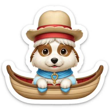 white dog with iconic gondolier hat sticker