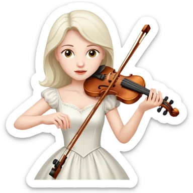 woman playing violin with white dress sticker