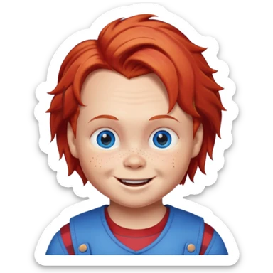 Can you create an emote for me referencing the Chucky character, with a happy and cute expression sticker