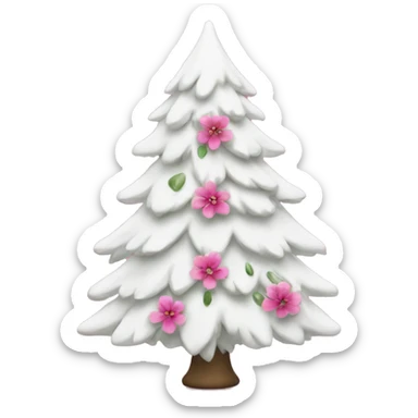 white christmas tree with pink flowers  sticker