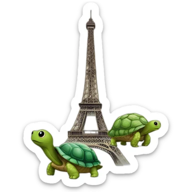Escargots qui sur une tortue qui est sur la tour Eiffel sticker