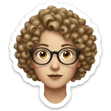 curly white woman enormous glasses sticker