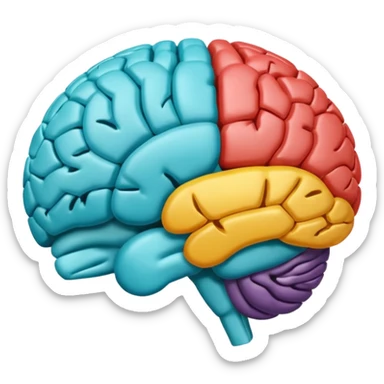 cerebro 3D con zona parietal derecha iluminada sticker