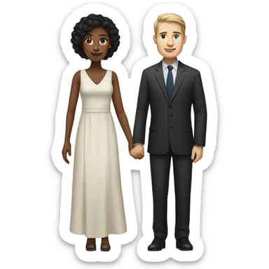 White man and woman with dark hair in dress attire  sticker