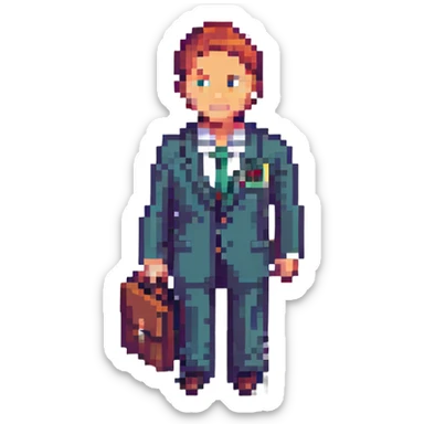 businessman, pixel art style sticker