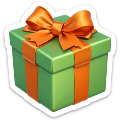 make present box in light green color with Orange bow  sticker