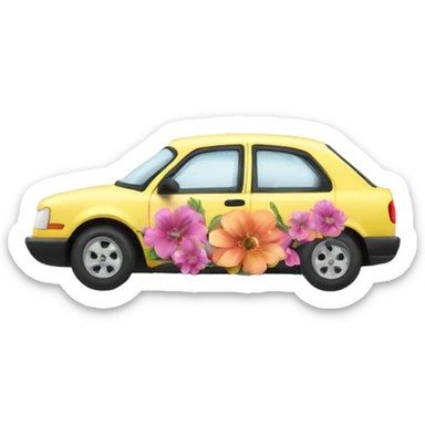 Voiture fleur sticker