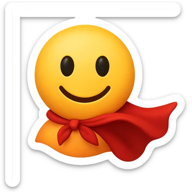 face with red superhero cape emoji, digital illustration sticker