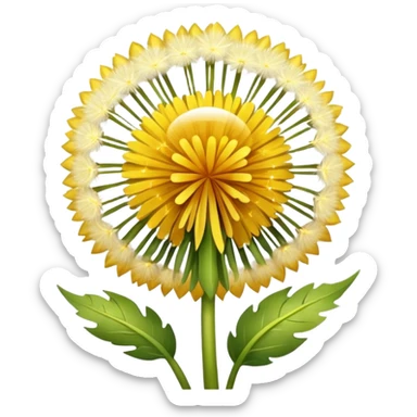 a dandelion with a halo and a golden glow sticker