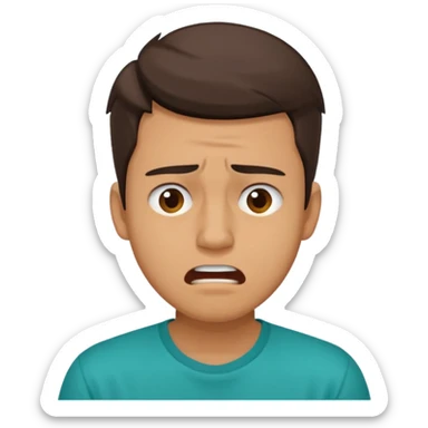 25 year old man in teal shirt that looks like he is in pain sticker