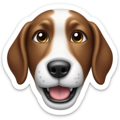 A brown and white dog panting sticker